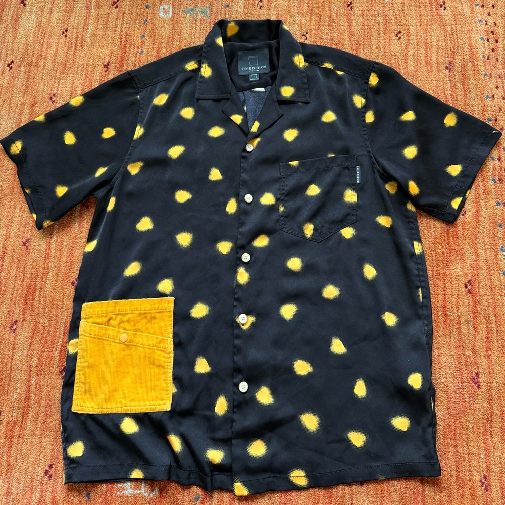 Fried Rice New York Black & Yellow Patterned Button-Up Shirt – Size L